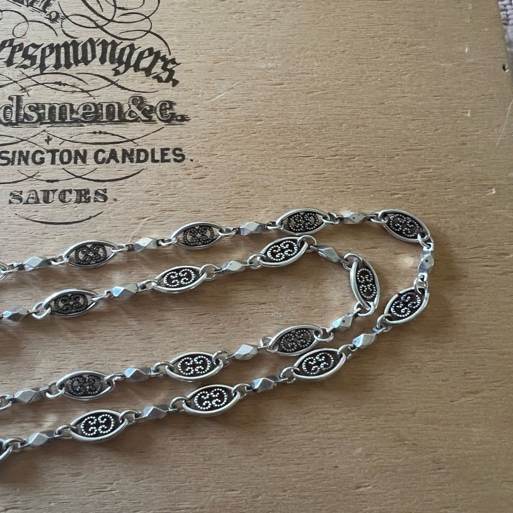 Brighton Silver-Tone Decorative Eyeglass Chain with Black Silicone Loops 24 1/2” - Picture 3 of 3